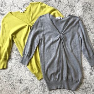 2 Calvin Klein quarter sleeve v-neck sweaters